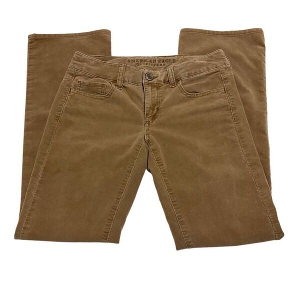American Eagle Kick Boot Stretch Boot Leg Corduroys! Low Waist Tan Size 0 - Picture 2 of 9